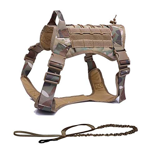 DAIHAN Taktisches Hundegeschirr mit Leine für taktisches Training, Militär, verstellbare Molle-Nylonweste CP L von DAIHAN