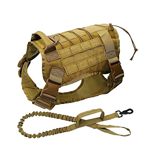 DAIHAN Taktisches Hundegeschirr mit Leine für taktisches Training, Militär, verstellbare Molle-Nylonweste Ning XL von DAIHAN