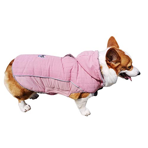 DAIHAN Winter Hundejacke Winter Weste Windbreaker Pet Warmer Mantel Hunde Hoodie Gesteppte Hundemäntel mit Kapuze,Pink,XL von DAIHAN