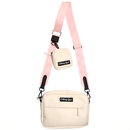 Daizzy Gear Stilvolle Hundetasche mit Leckerli-Beutel, wasserdichte Umhängetasche mit Kotbeutelspender, verstellbare Riemen, perfekt für Spielzeug, Leckerlis, Training und Spazierengehen, Rosa Herzen von Daizzy Gear