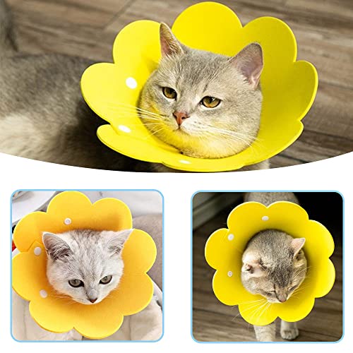 2 Stück Sonnenblumen-Form Haustier Kegel Halsband Verstellbar Haustier Recovery Schutzhalsband Leicht Katzen Schutzhalsband für Katzen und Welpen von Dajiaxingxing
