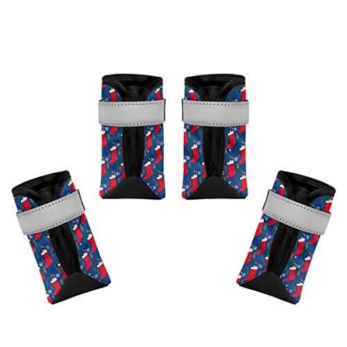 Dajingkj Blaue Hundeschuhe für Hartholzböden, Weihnachtssocken, Hundeschuhe mit reflektierendem Streifen, rutschfeste Sohle, Hundestiefel für kleine, mittelgroße und große Hunde, Welpenschuhe, Pfotenschutz zum Wandern, 4 Stück Dajingkj Blaue Hundeschuhe für Hartholzböden, Weihnachtssocken, Hundeschuhe mit reflektierendem Streifen, rutschfeste Sohle, Hundestiefel für kleine, mittelgroße und große Hunde, Welpenschuhe, Pfotenschutz zum Wandern, 4 Stück von Dajingkj