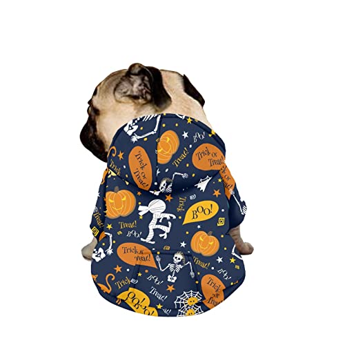 Dajingkj Halloween-Hunde-Kapuzenpullover für mittelgroße und große Hunde, modisch, niedlich, Haustierkleidung, Sweatshirts mit Taschen, warmer Mantel für Welpen, Herbst, Winter, festliche Verkleidung, Jungen, Mädchen, Hunde-Kostüme von Dajingkj