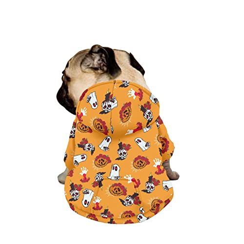 Dajingkj Halloween-Hunde-Sweatshirt für mittelgroße Hunde, große Hunde, modisch, niedlich, glücklich, Hunde-Kostüme, Haustierkleidung mit Taschen, warmer Mantel für Welpen, Herbst, Winter, Festliches von Dajingkj