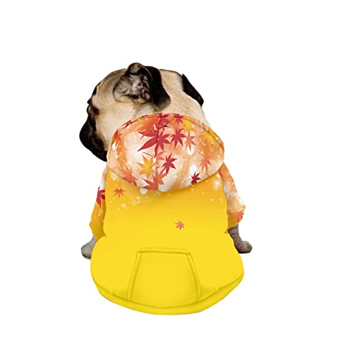 Dajingkj Hunde-Kapuzenpullover für mittelgroße Hunde, Gelb, modisch, niedlich, Ahornblätter-Druck, Sweatshirts mit Taschen, warmer Mantel für Welpen, Herbst, Winter, Festliches Verkleiden, Jungen, Mädchen, Hunde-Kostüme Dajingkj Hunde-Kapuzenpullover für mittelgroße Hunde, Gelb, modisch, niedlich, Ahornblätter-Druck, Sweatshirts mit Taschen, warmer Mantel für Welpen, Herbst, Winter, Festliches Verkleiden, Jungen, Mädchen, Hunde-Kostüme von Dajingkj