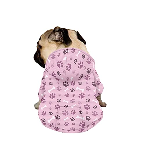Dajingkj Hunde-Kapuzenpullover für mittelgroße Hunde, Hundepfoten-Druck, modisch, niedlich, Haustierkleidung, Sweatshirts mit Taschen, warmer Mantel für Welpen, Herbst, Winter, Festliches Verkleiden, von Dajingkj