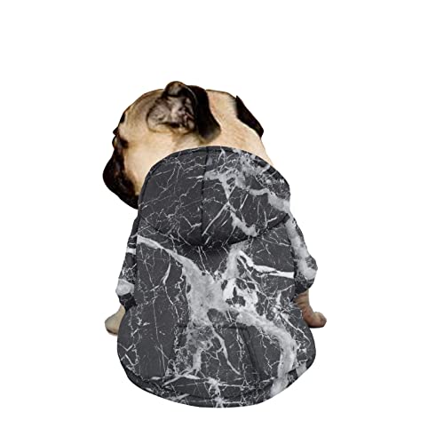 Dajingkj Hunde-Kapuzenpullover für mittelgroße und große Hunde, schwarz, marmoriert, Haustierkleidung, Sweatshirts mit Reißverschluss, warmer Mantel für Welpen, Herbst, Winter, Hunde-Kostüme von Dajingkj