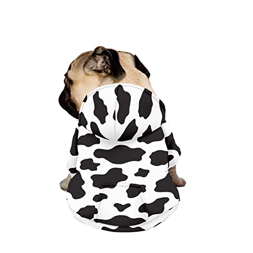 Dajingkj Hunde-Kapuzenpullover mit Kuh-Aufdruck für mittelgroße Hunde, modisch, niedlich, Haustierkleidung, Sweatshirts mit Taschen, warmer Mantel für Welpen, Herbst, Winter, Festliches Verkleiden, von Dajingkj
