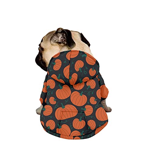 Dajingkj Hunde-Sweatshirt für mittelgroße Hunde, große Hunde, modisch, niedlich, glücklich, Hunde-Kapuzenpullover, Kürbis-Druck, Hunde-Kostüme, Haustierkleidung mit Taschen, warmer Mantel für Welpen, Herbst, Winter, Festliches Verkleiden von Dajingkj
