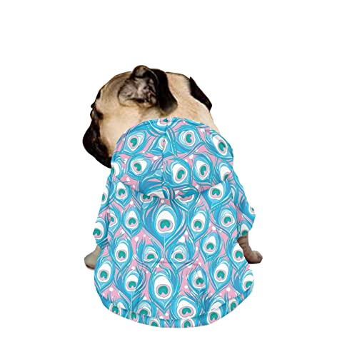 Dajingkj Hunde-Sweatshirt mit Pfauenfedern, für mittelgroße Hunde, große Hunde, modisch, niedlich, glücklich, Hunde-Kostüme, Haustierkleidung mit Taschen, warmer Mantel für Welpen, Herbst, Winter, Festliches Verkleiden von Dajingkj