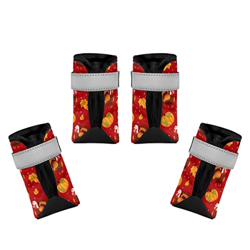 Dajingkj Hundeschuhe, atmungsaktiv, Thanksgiving, Dressup, Hundeschuhe mit reflektierendem Streifen, rutschfest, wasserdichte Sohle, Hundeschuhe, für kleine, mittelgroße und große Hunde, Welpen, Schuhe, Pfotenschutz zum Wandern, 4 Stück Dajingkj Hundeschuhe, atmungsaktiv, Thanksgiving, Dressup, Hundeschuhe mit reflektierendem Streifen, rutschfest, wasserdichte Sohle, Hundeschuhe, für kleine, mittelgroße und große Hunde, Welpen, Schuhe, Pfotenschutz zum Wandern, 4 Stück von Dajingkj