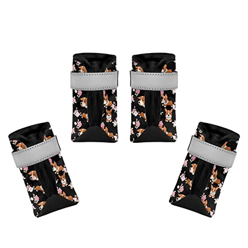 Dajingkj Hundeschuhe, atmungsaktiv, für Welpen und Rosen, mit reflektierendem Streifen, rutschfeste Hundeschuhe für kleine, mittelgroße und große Hunde, Welpen, Schuhe, Pfotenschutz zum Wandern, 4 Stück Dajingkj Hundeschuhe, atmungsaktiv, für Welpen und Rosen, mit reflektierendem Streifen, rutschfeste Hundeschuhe für kleine, mittelgroße und große Hunde, Welpen, Schuhe, Pfotenschutz zum Wandern, 4 Stück von Dajingkj