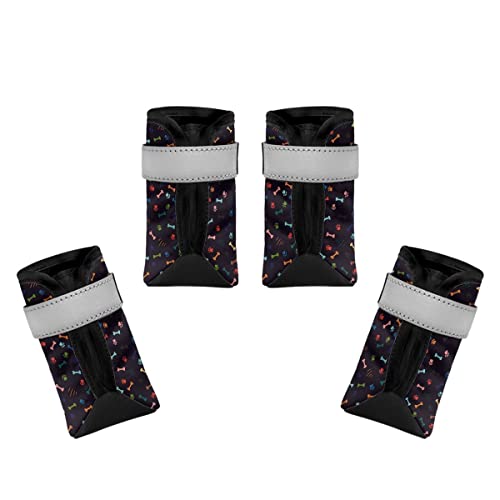 Dajingkj Hundeschuhe, atmungsaktiv, buntes Knochenmuster, Hundeschuhe mit reflektierenden Streifen, rutschfest, wasserdichte Sohle, Hundeschuhe, für kleine, mittelgroße und große Hunde, Welpen, Schuhe, Pfotenschutz zum Wandern, 4 Stück Dajingkj Hundeschuhe, atmungsaktiv, buntes Knochenmuster, Hundeschuhe mit reflektierenden Streifen, rutschfest, wasserdichte Sohle, Hundeschuhe, für kleine, mittelgroße und große Hunde, Welpen, Schuhe, Pfotenschutz zum Wandern, 4 Stück von Dajingkj