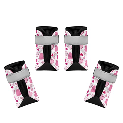 Dajingkj Hundeschuhe, atmungsaktiv, rosa Herz, mit reflektierenden Streifen, rutschfest, wasserdichte Sohle, Hundeschuhe, für kleine, mittelgroße und große Hunde, Welpen, Schuhe, Pfotenschutz zum Wandern, 4 Stück Dajingkj Hundeschuhe, atmungsaktiv, rosa Herz, mit reflektierenden Streifen, rutschfest, wasserdichte Sohle, Hundeschuhe, für kleine, mittelgroße und große Hunde, Welpen, Schuhe, Pfotenschutz zum Wandern, 4 Stück von Dajingkj