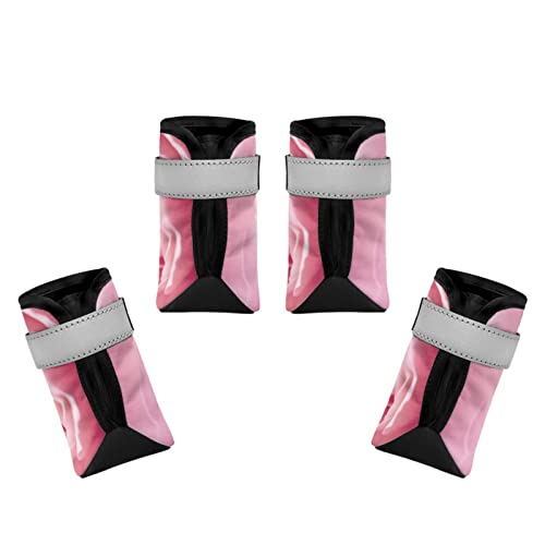 Dajingkj Hundeschuhe mit rosa Blumen, atmungsaktiv, mit reflektierendem Streifen, rutschfest, wasserdichte Sohle, Hundeschuhe, für kleine, mittelgroße und große Hunde, Welpen, Schuhe, Pfotenschutz zum Wandern, 4 Stück Dajingkj Hundeschuhe mit rosa Blumen, atmungsaktiv, mit reflektierendem Streifen, rutschfest, wasserdichte Sohle, Hundeschuhe, für kleine, mittelgroße und große Hunde, Welpen, Schuhe, Pfotenschutz zum Wandern, 4 Stück von Dajingkj