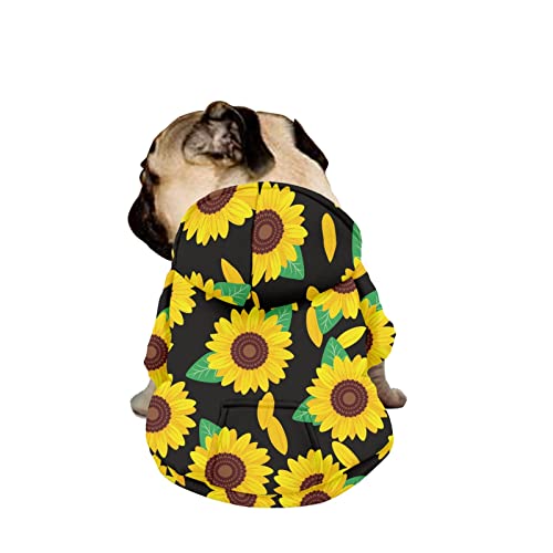 Dajingkj Sonnenblumen-Hunde-Kapuzenpullover für mittelgroße und große Hunde, Blumenmuster, Haustierkleidung, Sweatshirts mit Reißverschluss, warmer Mantel für Welpen, Herbst, Winter, Hunde-Kostüme von Dajingkj