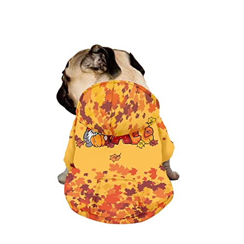 Dajingkj Thanksgiving Hund Sweatshirt für mittelgroße Hunde, große Hunde, modisch, niedlich, glücklich, Hundekostüme, Haustierkleidung mit Taschen, warmer Mantel für Welpen, Herbst, Winter, Festliches Verkleiden von Dajingkj