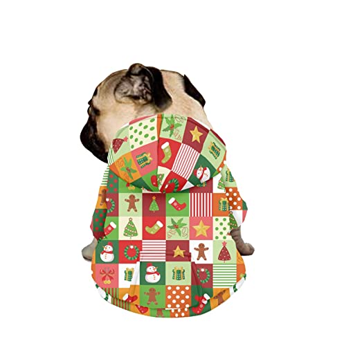 Dajingkj Weihnachten Plaid Hunde-Kapuzenpullover für mittelgroße Hunde, modisch, niedliche Haustierkleidung, Sweatshirts mit Taschen, warmer Mantel für Welpen, Herbst, Winter, Festliches Verkleiden, Jungen, Hunde-Kostüme von Dajingkj