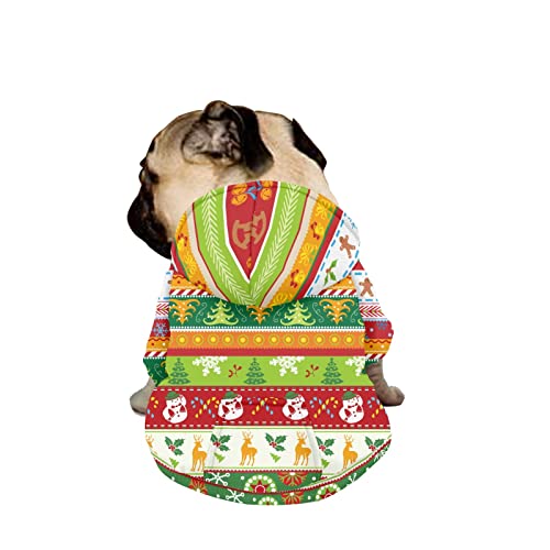Dajingkj Weihnachten Streifen Hund Sweatshirt für mittelgroße Hunde große Hunde Mode Niedlich Happy Dog Hoodies Hund Kostüme Haustier Kleidung mit Taschen Warm Mantel für Welpen Herbst Winter Festliches Verkleiden von Dajingkj