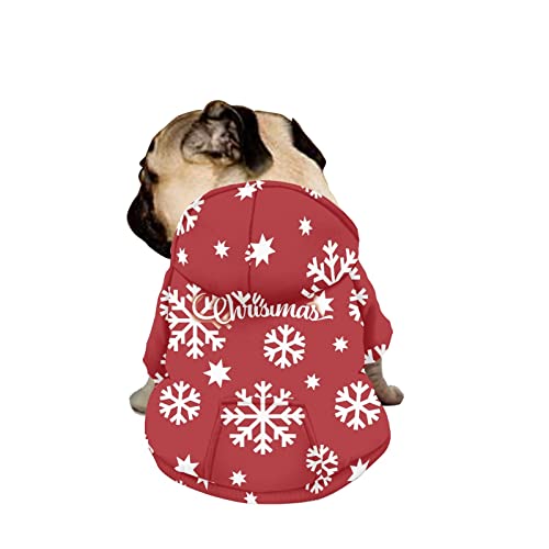 Dajingkj Weihnachts-Hunde-Kapuzenpullover für mittelgroße Hunde, modisch, niedlich, Haustierkleidung, Sweatshirts mit Taschen, roter warmer Mantel für Welpen, Herbst, Winter, Festliches Verkleiden, Jungen, Mädchen, Hunde-Kostüme von Dajingkj
