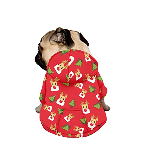 Dajingkj Weihnachts-Hunde-Kapuzenpullover für mittelgroße Hunde, modisch, niedlich, Haustierkleidung, Sweatshirts mit Taschen, roter warmer Mantel für Welpen, Herbst, Winter, Festliches Verkleiden, Jungen, Mädchen, Hunde-Kostüme von Dajingkj