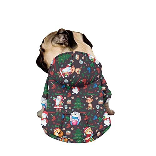 Dajingkj Weihnachts-Hunde-Kapuzenpullover für mittelgroße Hunde, modisch, niedlich, Haustierkleidung, Sweatshirts mit Taschen, warmer Mantel für Welpen, Herbst, Winter, festliche Verkleidung, Jungen, Mädchen, Hunde-Kostüme von Dajingkj