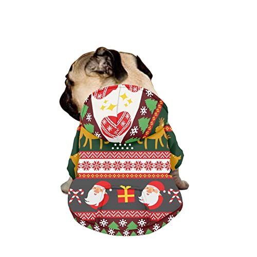 Dajingkj Weihnachts-Hunde-Sweatshirt für mittelgroße Hunde, große Hunde, modisch, niedlich, glücklich, Hunde-Kostüme, Haustierkleidung mit Taschen, warmer Mantel für Welpen, Herbst, Winter, Festliches Verkleiden von Dajingkj