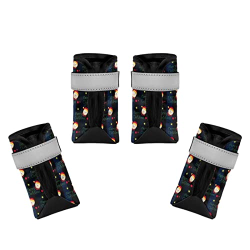 Dajingkj Weihnachts-Hundeschuhe, atmungsaktiv, Weihnachtsmann, Hundeschuhe, mit reflektierendem Streifen, rutschfest, wasserdichte Sohle, Hundeschuhe, für kleine, mittelgroße und große Hunde, Welpen, Schuhe, Pfotenschutz zum Wandern, 4 Stück Dajingkj Weihnachts-Hundeschuhe, atmungsaktiv, Weihnachtsmann, Hundeschuhe, mit reflektierendem Streifen, rutschfest, wasserdichte Sohle, Hundeschuhe, für kleine, mittelgroße und große Hunde, Welpen, Schuhe, Pfotenschutz zum Wandern, 4 Stück von Dajingkj