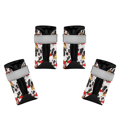 Dajingkj Weihnachts-Hundeschuhe, atmungsaktiv, Hundeschuhe, mit reflektierendem Streifen, rutschfest, wasserdichte Sohle, Hundeschuhe, für kleine, mittelgroße und große Hunde, Welpen, Schuhe, Pfotenschutz zum Wandern, 4 Stück Dajingkj Weihnachts-Hundeschuhe, atmungsaktiv, Hundeschuhe, mit reflektierendem Streifen, rutschfest, wasserdichte Sohle, Hundeschuhe, für kleine, mittelgroße und große Hunde, Welpen, Schuhe, Pfotenschutz zum Wandern, 4 Stück von Dajingkj