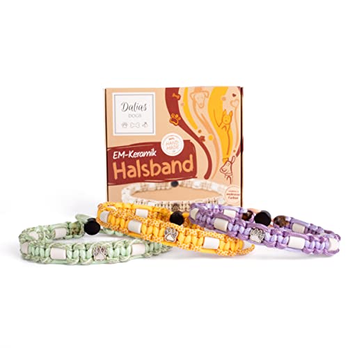 Dalias Dogs - Premium EM-Keramik Hundehalsband Bio Natürich Katze Halsband Hund Schmuckhalsband Paracord(61-70 cm, Honig Pastell) von Dalias Dogs