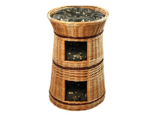 Katzenkorb zum Schlafen – Katzenhütte Indoor – Größe: 50 cm rund – Katzenhöhle aus Weide – Dreistufiges Bett für Hunde oder Katzen – Natürliche Korbfarbe – Kissen Dunkelbraun Katzenkorb zum Schlafen – Katzenhütte Indoor – Größe: 50 cm rund – Katzenhöhle aus Weide – Dreistufiges Bett für Hunde oder Katzen – Natürliche Korbfarbe – Kissen Dunkelbraun von Damian-Wiklina