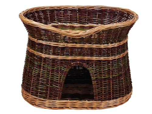 Katzenkorb zum Schlafen – Katzenhütte Indoor – Größe L: 60 cm oval – Katzenhöhle aus Weide – Zweistöckiger Hunde – Keine Kissen – Lackierter Korb von Damian-Wiklina