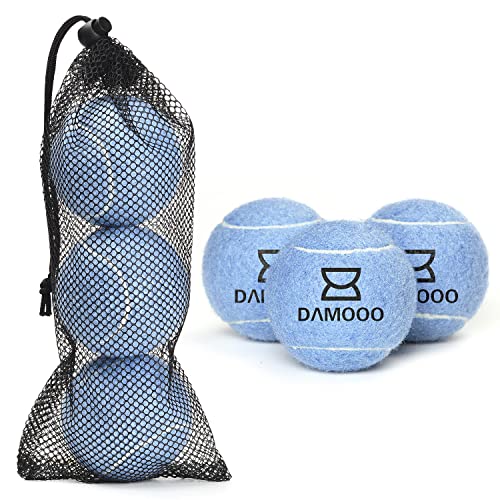 Damooo Tennisbälle, Trainingsbälle, Übungsbälle, Hunde-Spielbälle, 3, 12, 20 Stück, 5 Farben erhältlich, mit Netztasche für einfachen Transport, 3er-Pack Tennisbälle, Dunstblau, 3 Stück von Damooo
