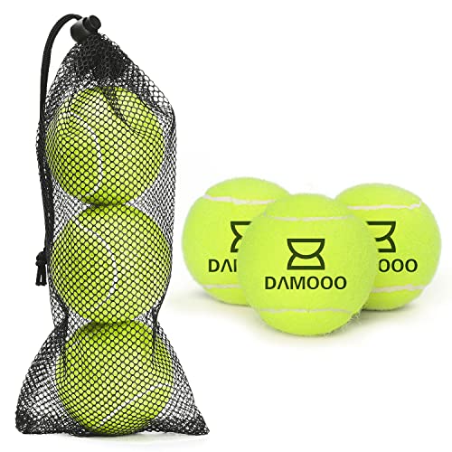 Tennisbälle, Damooo Trainingsbälle, Übungsbälle, Haustier-Hunde-Spielbälle, 3, 12, 20 Stück, 4 Farben erhältlich, mit Netztasche für einfachen Transport (3er-Pack Bälle, orange) von Damooo