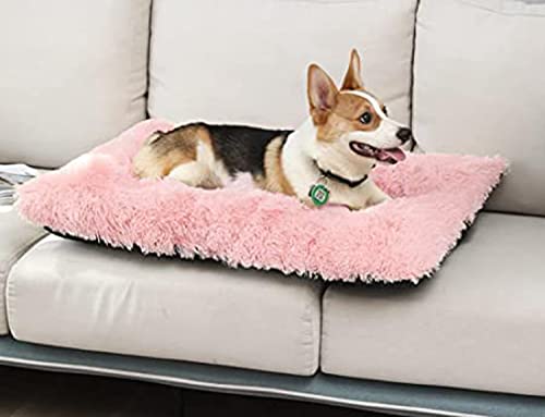 DanChen Hundebett waschbar Grosse Hundekissen Plüsch Hundekörbchen Hundematte Rutschfestem Weiches Hundesofa 53x38cm Haustierbett Wasserdicht XL für Mittelgroße Hunde Katzen-Rosa von DanChen