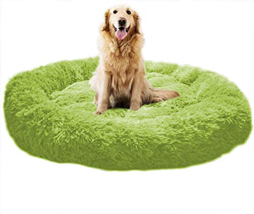 Großes Hundebett, mittelgroß, Hundenest, Katzenhöhle, rutschfest, flauschig, beruhigend, Haustierkorb, warme Matte, waschbar, 90 cm, Grün von DanChen