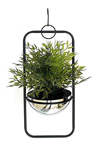 DanDiBo Blumenampel Innen Metall Wand Hängepflanzen 96083 mit Topf Silber Pflanzenhänger Blumenhänger Topfhänger Blumen Blumentopfhänger Hängetopf (S / 44,5 cm) von DanDiBo