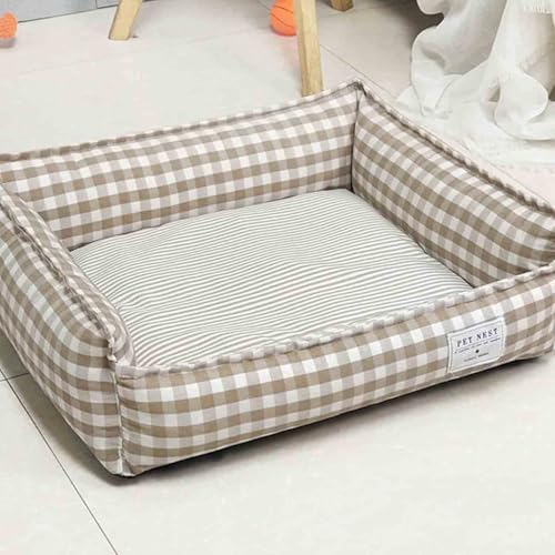 Abnehmbares, gemütliches Haustier-Sofa für Bodensofa, waschbar, weich, Schlafzimmer, Wohnzimmer, Auto, Katze, Hund, Couch, praktisches, atmungsaktives Haustierkissen (75 x 60 cm, Khaki) von Danchen