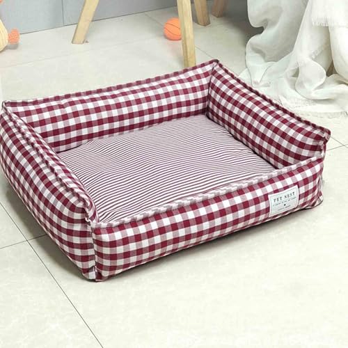 Abnehmbares, gemütliches Haustier-Sofa für Bodensofa, waschbar, weich, Schlafzimmer, Wohnzimmer, Auto, Katze, Hund, Couch, praktisches, atmungsaktives Haustierkissen (75 x 60 cm, rot) von Danchen