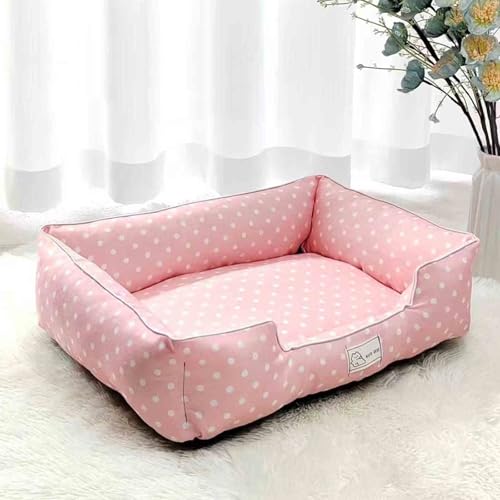 Atmungsaktives, gemütliches Haustier-Sofabett mit abnehmbarem Bezug, waschbare PP-Baumwoll-Füllung, Haustierkissen, rutschfest, praktische Haustiercouch (86 x 66 cm, Rosa) von Danchen