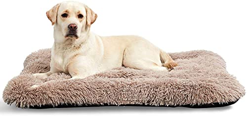 Beruhigendes Hundebett, waschbare Hundekissen-Matratze mit wasserabweisendem Anti-Rutsch, M, brauner Oxford-Boden für Hundekäfig, weiches Plüsch-gemütliches Hundekissen von Danchen