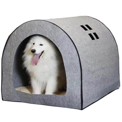 Danchen 2-in-1-Filz-Hundehütte, große Hunde- und Katzenhöhle für drinnen und draußen, gemütliches Hundebett mit orthopädischem Kissen, Anti-Angst-Schlaf, kuscheliges Haustierbett (M: 70 x 60 x 60 cm, Danchen 2-in-1-Filz-Hundehütte, große Hunde- und Katzenhöhle für drinnen und draußen, gemütliches Hundebett mit orthopädischem Kissen, Anti-Angst-Schlaf, kuscheliges Haustierbett (M: 70 x 60 x 60 cm, von Danchen