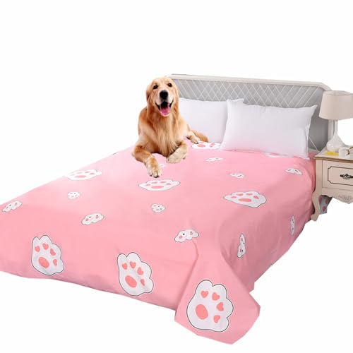 Danchen Bett-Sofa-Schutzhülle für mittelgroße und große Hunde, Katzen, Haustiere, waschbar, wasserdicht, große Größe, Überwurfdecke, Bettlaken (250 x 230 cm, Rosa) von Danchen
