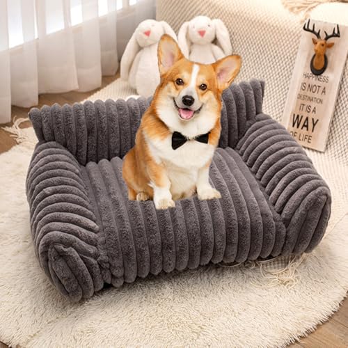 Danchen Flauschiges Plüsch-Haustier-Sofa, orthopädisches Hunde- und Katzenbett mit rutschfester Unterseite, weiche Schlaf-Couch-Sofa, atmungsaktives Haustierkissen für Welpen, mittelgroße und große von Danchen