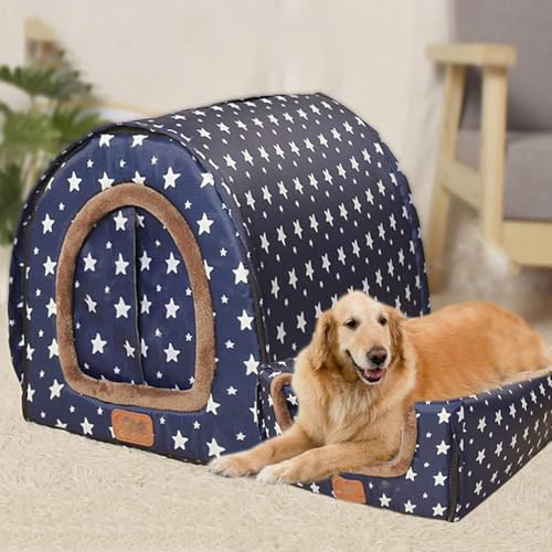 Danchen Große Hundehütte, waschbar, Angstlinderung, beruhigendes Hundebett mit orthopädischem Kissen, warm, weich, Katzenhöhle, 2-in-1-Hunde-Couch-Zelt (2XL für Haustiere unter 40 kg, blaue Sterne) Danchen Große Hundehütte, waschbar, Angstlinderung, beruhigendes Hundebett mit orthopädischem Kissen, warm, weich, Katzenhöhle, 2-in-1-Hunde-Couch-Zelt (2XL für Haustiere unter 40 kg, blaue Sterne) von Danchen