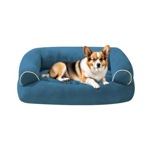 Danchen Großes Hundesofa, waschbar, orthopädisches Hundebett, Couch mit abnehmbarem Kissen und rutschfester Unterseite, flauschig, atmungsaktiv, beruhigende Haustier-Katzen-Sofam-Matratze (Blau, 105 x Danchen Großes Hundesofa, waschbar, orthopädisches Hundebett, Couch mit abnehmbarem Kissen und rutschfester Unterseite, flauschig, atmungsaktiv, beruhigende Haustier-Katzen-Sofam-Matratze (Blau, 105 x von Danchen