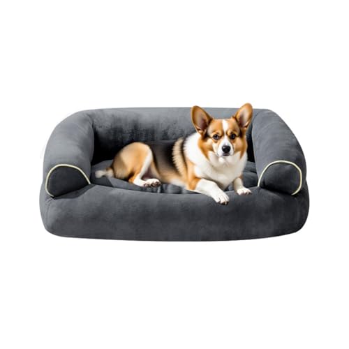 Danchen Großes Hundesofa, waschbar, orthopädisches Hundebett, Couch mit abnehmbarem Kissen und rutschfester Unterseite, flauschig, atmungsaktiv, beruhigende Haustier-Katzen-Sofam-Matratze (Dunkelgrau Danchen Großes Hundesofa, waschbar, orthopädisches Hundebett, Couch mit abnehmbarem Kissen und rutschfester Unterseite, flauschig, atmungsaktiv, beruhigende Haustier-Katzen-Sofam-Matratze (Dunkelgrau von Danchen