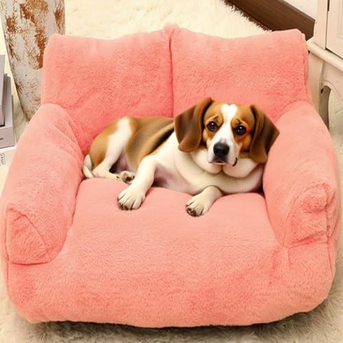 Danchen Haustier-Hundesofa, Couch für Hunde und Katzen, Matratze mit weichem Kissen, rutschfester Unterseite, langlebig, für kleine bis mittelgroße Hunde, flauschig, beruhigend (Rosa, 55 x 40 x 26 cm) von Danchen