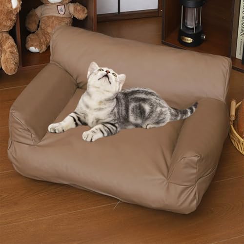 Danchen Haustier-Sofabett für kleine bis mittelgroße Hunde und Katzen, orthopädisches Komfort-Hundesofa, Couch-Nackenrolle mit rutschfester Unterseite, wasserdicht, weich, Welpenbett, Matratzenkissen von Danchen