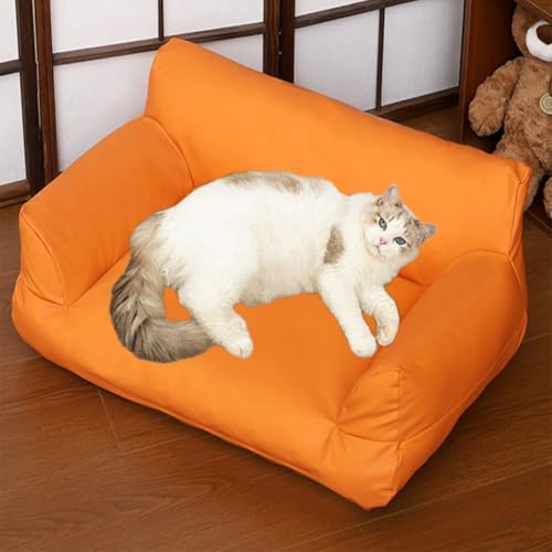Danchen Haustier-Sofabett für kleine bis mittelgroße Hunde und Katzen, orthopädisches Komfort-Hundesofa, Couch-Nackenrolle mit rutschfester Unterseite, wasserdicht, weich, Welpenbett, Matratzenkissen von Danchen